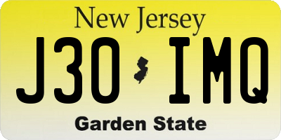 NJ license plate J30IMQ