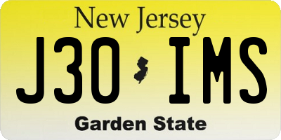 NJ license plate J30IMS