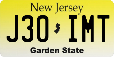 NJ license plate J30IMT