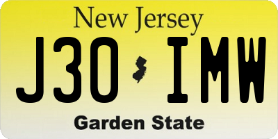 NJ license plate J30IMW