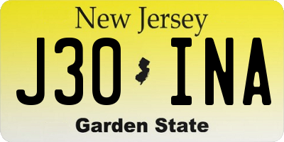 NJ license plate J30INA