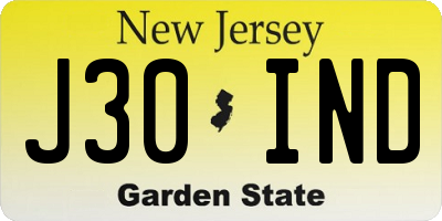 NJ license plate J30IND