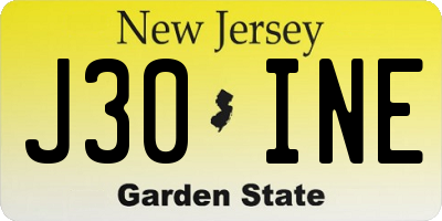 NJ license plate J30INE