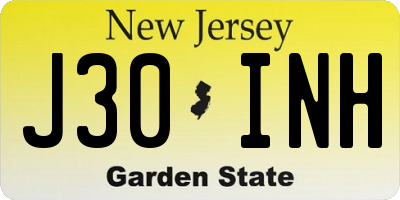 NJ license plate J30INH