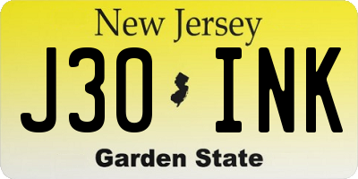 NJ license plate J30INK