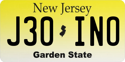 NJ license plate J30INO