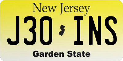 NJ license plate J30INS