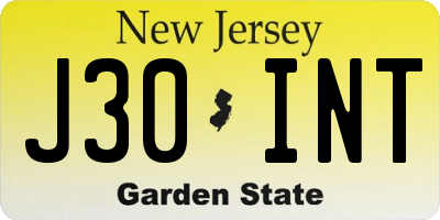 NJ license plate J30INT