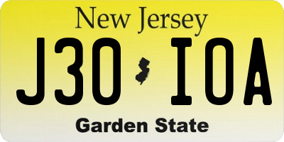NJ license plate J30IOA