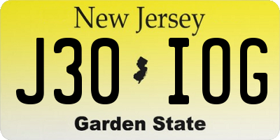 NJ license plate J30IOG
