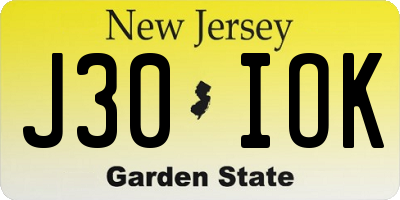 NJ license plate J30IOK