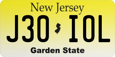 NJ license plate J30IOL