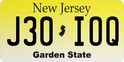 NJ license plate J30IOQ