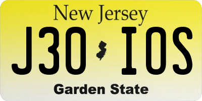 NJ license plate J30IOS