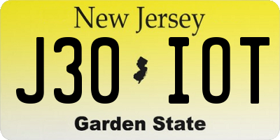 NJ license plate J30IOT
