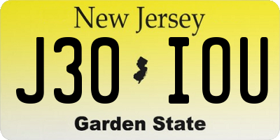 NJ license plate J30IOU