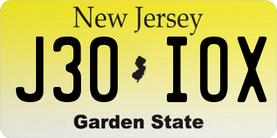 NJ license plate J30IOX