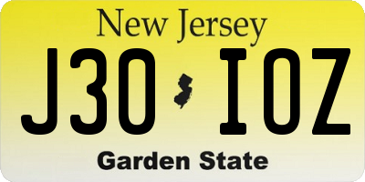 NJ license plate J30IOZ