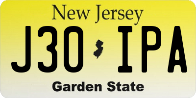 NJ license plate J30IPA