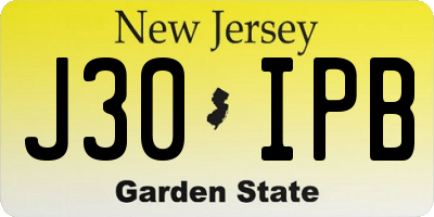 NJ license plate J30IPB