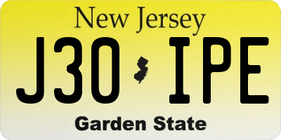 NJ license plate J30IPE