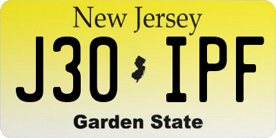 NJ license plate J30IPF