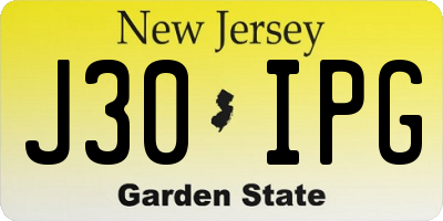 NJ license plate J30IPG