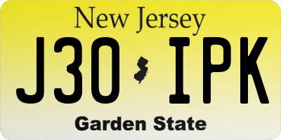 NJ license plate J30IPK