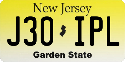 NJ license plate J30IPL