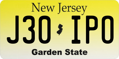 NJ license plate J30IPO