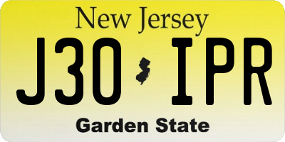 NJ license plate J30IPR