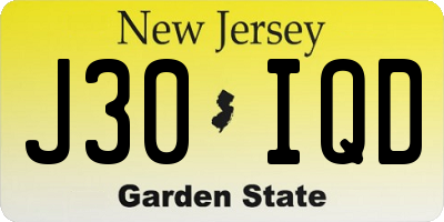 NJ license plate J30IQD