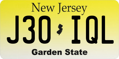 NJ license plate J30IQL