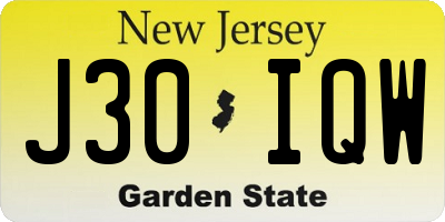NJ license plate J30IQW