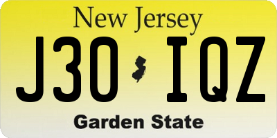 NJ license plate J30IQZ