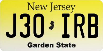 NJ license plate J30IRB