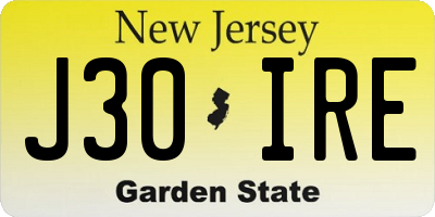 NJ license plate J30IRE