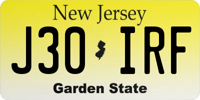 NJ license plate J30IRF