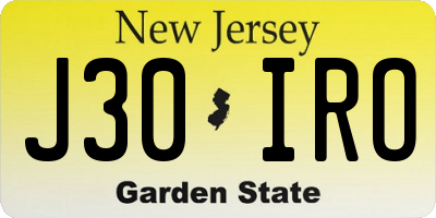 NJ license plate J30IRO