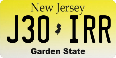 NJ license plate J30IRR