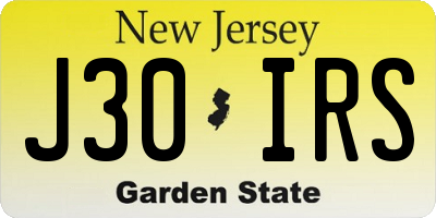 NJ license plate J30IRS