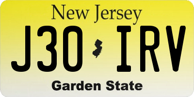 NJ license plate J30IRV