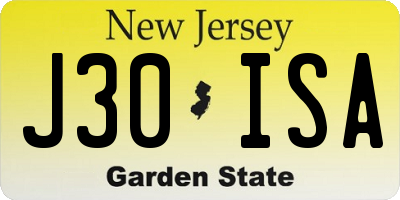 NJ license plate J30ISA