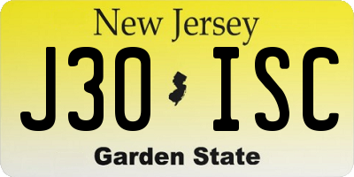 NJ license plate J30ISC