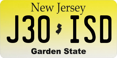 NJ license plate J30ISD