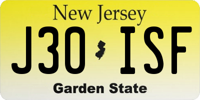 NJ license plate J30ISF