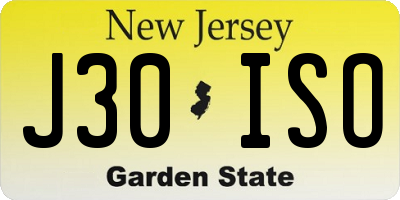 NJ license plate J30ISO