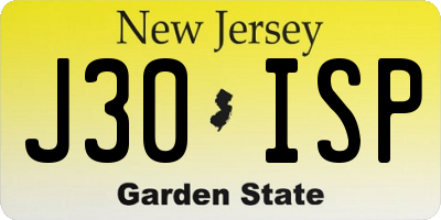 NJ license plate J30ISP
