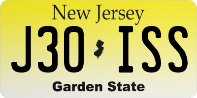NJ license plate J30ISS