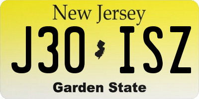 NJ license plate J30ISZ
